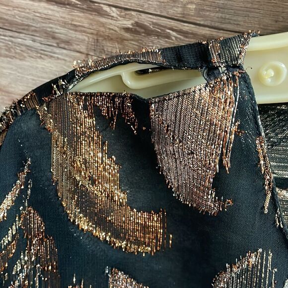 A.C. Sport Ladies Dressy Top Black and Gold Shimmery Design - Picture 6 of 8